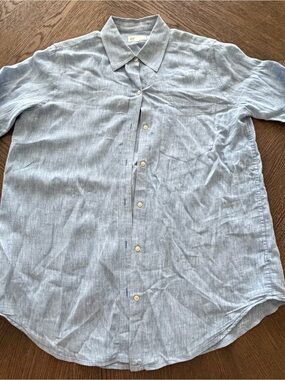 GAP Pale Blue Linen Button-Down Shirt